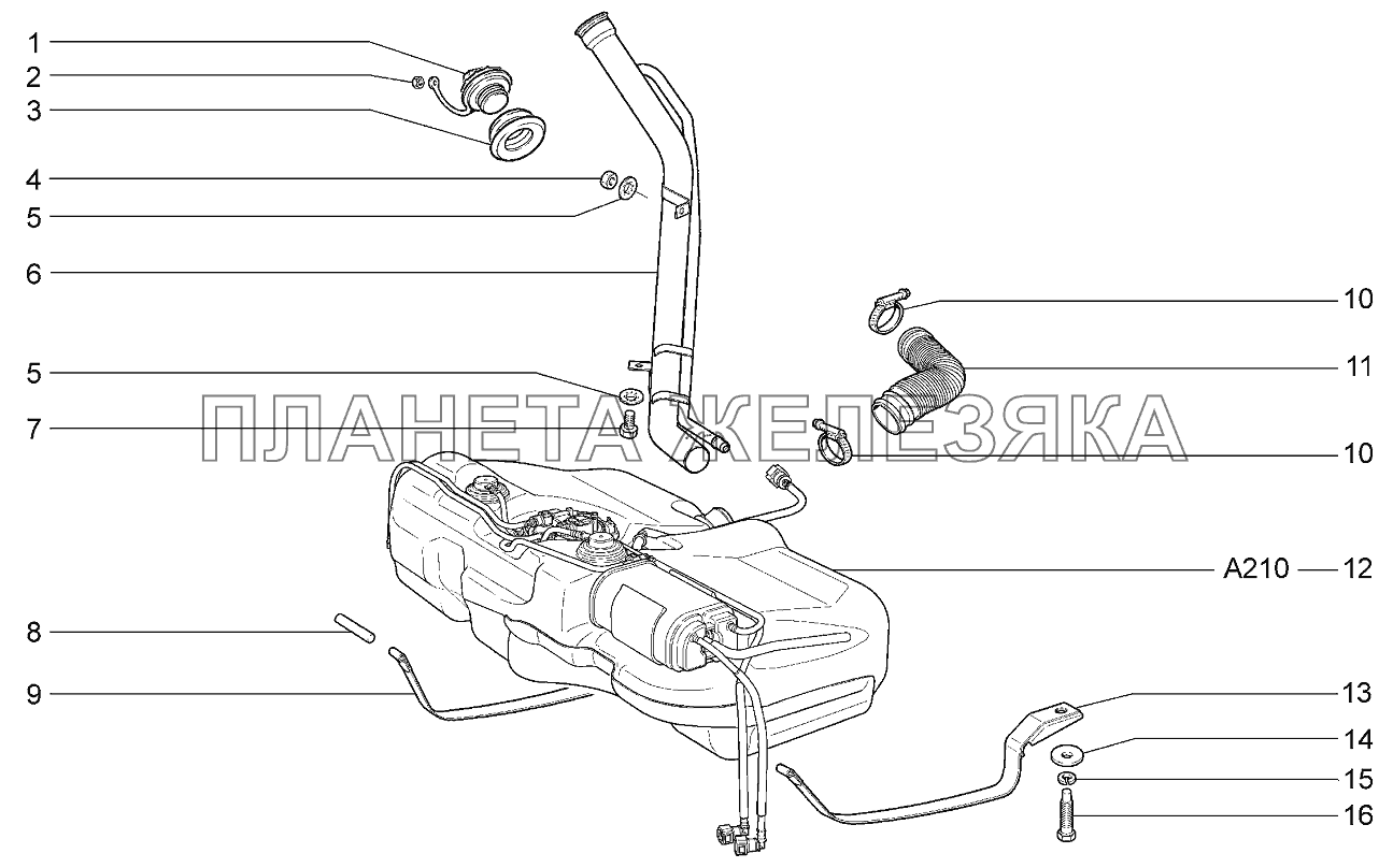 Установка бака топливного Lada Kalina 2192, 2194